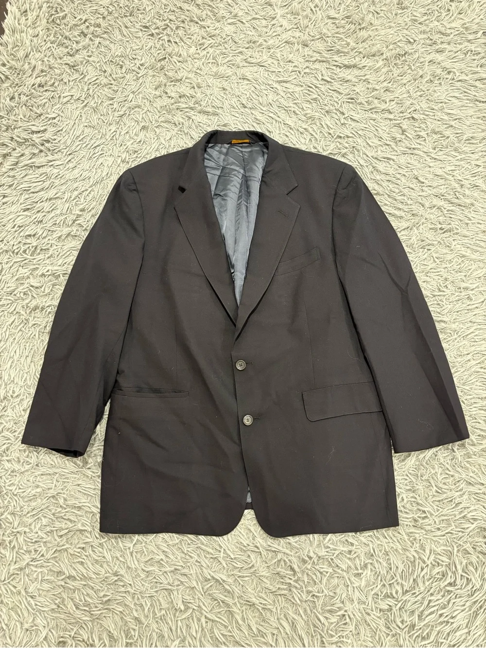 Brooks Brothers Brooksease Men Black Suit 100% Wool 42R Single Breasted 2 Button